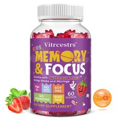 Vitrcestrs For Kids Memory ＆ Focus– Support Healthy Growth–Egg Free 60 Gummies