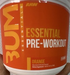 BUM Essential Pre-Workout Powder Orange 30 Servings 14.1 oz Exp 11/2027