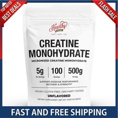 HEARTHY FOODS Creatine Monohydrate Micronized Powder 500G – 100 Servings, 5000mg