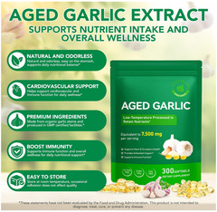 Aged Garlic Extract 7500mg Immune Support 300 Softgels Heart Health Antioxidant
