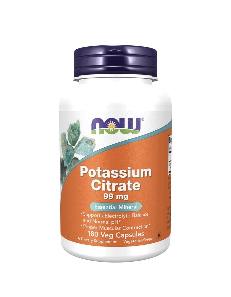 NOW FOODS Potassium Citrate 99 mg 180 Veg Capsules Exp 10/26