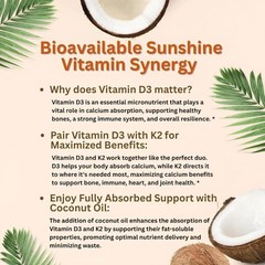Vitamin D3 10000 iu Plus K2 (MK-7) 200 mcg, 300 Virgin Coconut Oil Softgels NEW