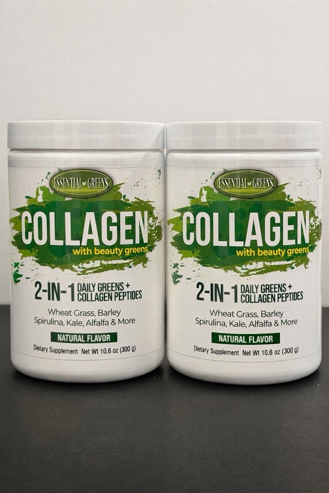 2 pk Essential Greens Collagen Peptides Beauty Greens Powder Natural Fla 10.6 oz