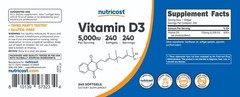 Nutricost Vitamin D3 5,000 IU, 240 Softgels – Gluten Free & Non-GMO