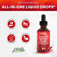 Clean Nutra Cayenne Pepper Supplement Liquid Drops + Hawthorn Berry
