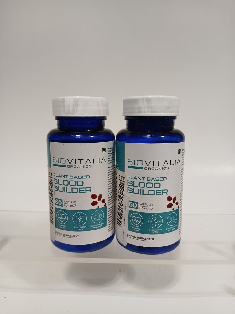 BIOVITALIA ORGANICS Plant Based Blood Builder 1000mg Iron 60ct Exp7/26 Two Pack