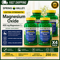 4 Pack Spring Valley Magnesium Oxide Supplement Tablet for Bone 400mg 250CT