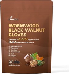 18-in-1 Black Walnut Wormwood Cleanse for Humans, 160 Day Supply, 6600mg Serv…