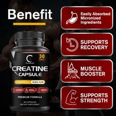 3500mg Creatine Monohydrate Capsules – Bodybuilding Muscle Growth – 90 Pills
