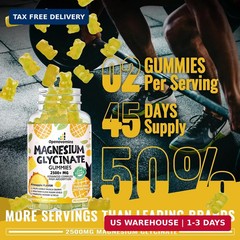 Magnesium Glycinate Gummies 2500mg – Sugar 90 Count (Pack of 1), Pineapple