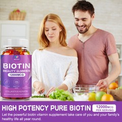 1/2/4 Pack Vitamatic Biotin Gummies 12000 mcg for Stronger Hair Skin Nails Vegan