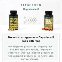 Freshfield Vegan Omega 3 DHA: Algae Oil, Carrageenan Free, Sustainably Sourced