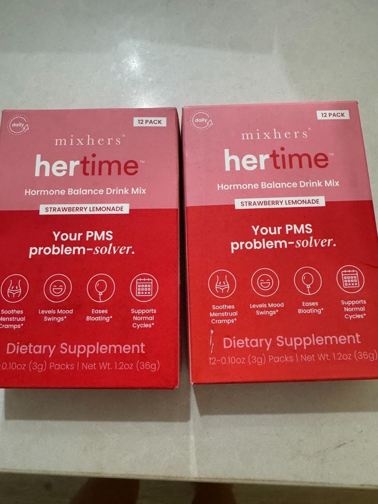 2 Mixhers Hertime PMS Hormone Balance Drink Mix Strawberry Lemonade Bb2025
