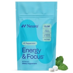Neuro Energy Gum – 40mg Caffeine & L-Theanine – 90ct