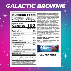 Pure Protein Bars, Galactic Brownie, 20g Protein, Gluten Free, 1.76 oz, 4 Ct..