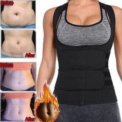 Women’s Sports Sauna Sweat Waist Trainer Vest Zipper Gym Slimming Body Shaper US