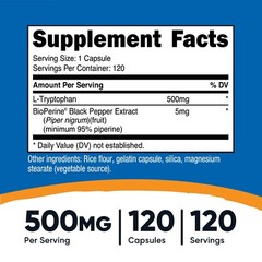 Nutricost L-Tryptophan 500mg, 120 Capsules – Gluten Free, Non-GMO