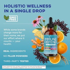 Immune Support Liquid Supplement Elderberry Turmeric Curcumin Echinacea Zinc