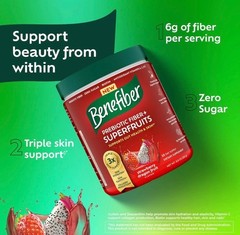 Benefiber Prebiotic Super Fruits Strawberry Dragon Fruit 8.8oz Exp 02/03/2027