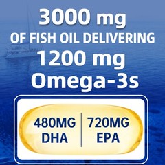 2 Pack 3000mg Omega 3 Fish Oil Supplement w/EPA & DHA,360 Softgels
