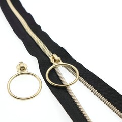 Leekayer #5 Metallic Nylon Coil Zippers by The Yard Bulk 10 Yards Black Zippe…