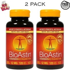 BioAstin Hawaiian Astaxanthin 12 mg – 120 Softgels | (2 Pack) Exp 10/2027