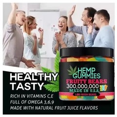 Hemp-Oil Gummies – Vegan – Pain, Sleep, Calm Anxiety Stress -Made in USA – 100ct