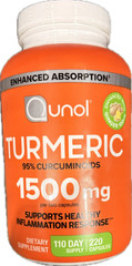 Qunol Turmeric w/95%Curcuminoids 1500 mg+Ginger+Black Pepper 220Caps EXP 02/2029