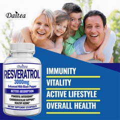 Resveratrol 3000 Mg – Powerful Antioxidant, Vibrant & Young Skin, Non-GMO