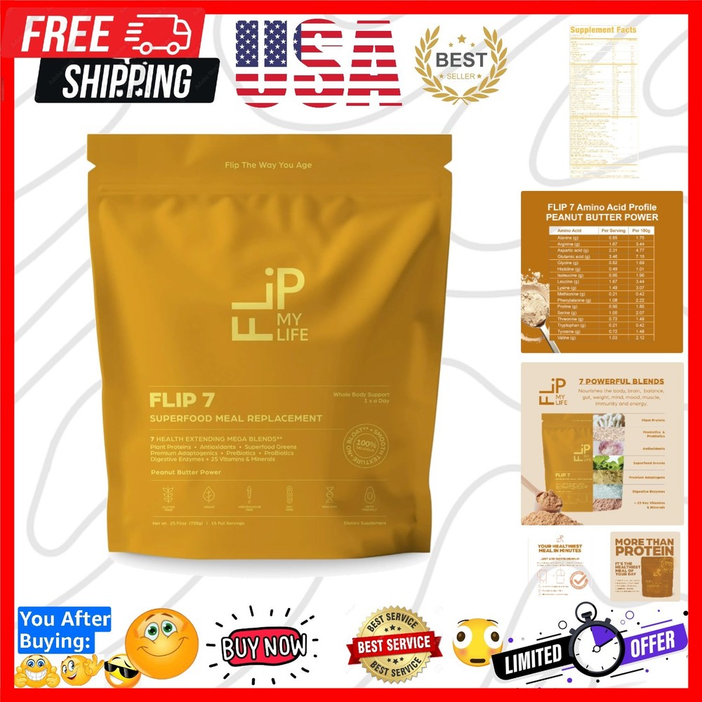 Flip 7 Natural SuperFood, Plant-Based Protein, Complete Meal Replacement to S…