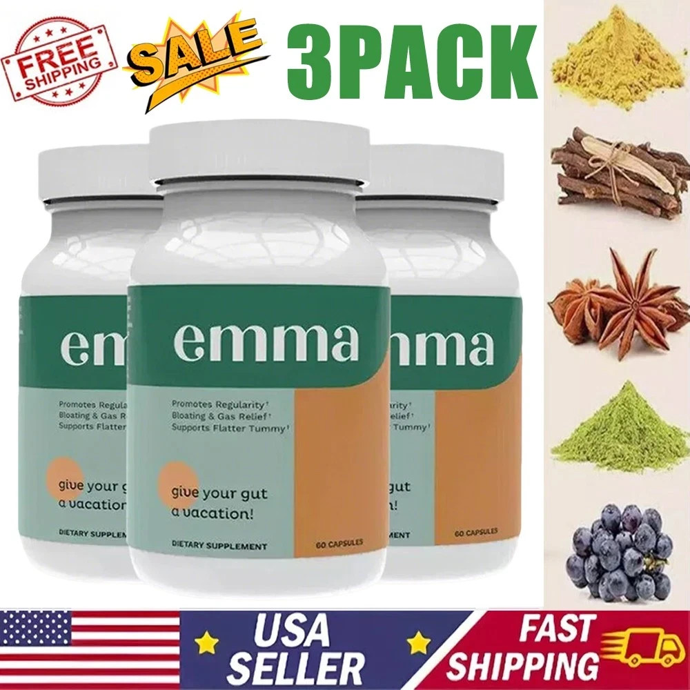 3 Pack Emma Gut Health Supplement 180 Capsules designed for Bloating Relief & Le