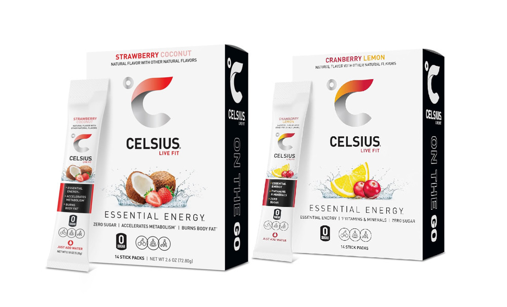 CELSIUS On The Go Strawberry Coconut & Cranberry Lemon 14 Sticks Each ~ Exp 3/27