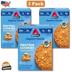Atkins Soft and Chewy Peanut Butter High Protein Cookie, Keto Friendly – 3 Pack