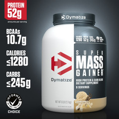 Dymatize Super Mass Gainer Protein Powder, 52g Protein, Gourmet Vanilla, 6 lbs