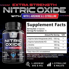 Nitric Oxide Booster 3000mg L-Arginine 3X Extra Strength Capsules