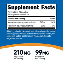 Nutricost Potassium (99 mg) Magnesium (210 mg) Citrates, 240 Capsules