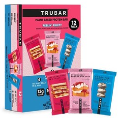 TRUBAR Vegan Protein Bars, Feelin’ Fruity Variety Pack, PB & Jelly, Strawberr…