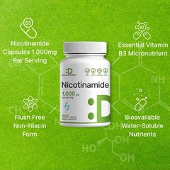 Vitamin B3 Nicotinamide 1,000mg Per Serving – 500 500 Count (Pack of 1)