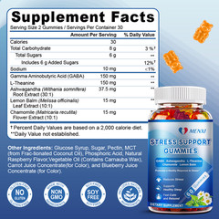 Stress Relief Gummies – GABA, L-Theanine, Ashwagandha – Anxiety Mood Support