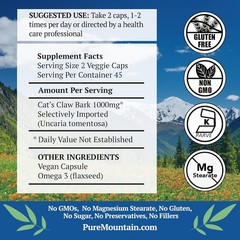 Pure Mountain Botanicals Cat’s Claw Capsules – 90 Kosher Vegan Caps
