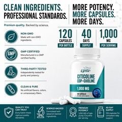 Leaping Lynx Citicoline 1000 mg (CDP Choline) Capsules 120 Count (Pack of 1)