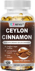 Organic Ceylon Cinnamon Capsules 1800mg Blood Sugar Support Non-GMO, Gluten Free