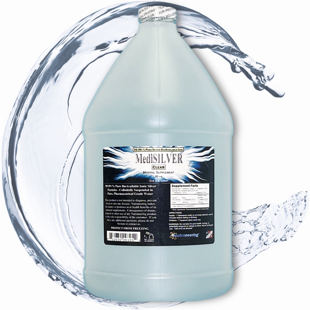 MediSILVER® CLEAR Immunity Support True Free-Ionic Silver Ag++ Nutrient: 1 Gal