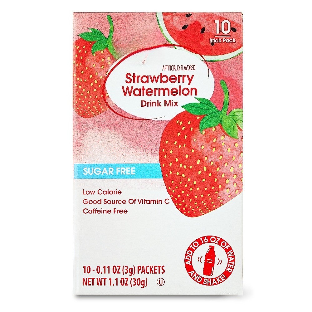 (12 pack) Free Strawberry Watermelon Powdered Drink Mix, 0.11 oz, 10 Packets