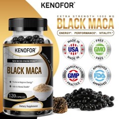 Black Maca 1,000 Mg Natural Energy Booster Peruvian Maca for Men and Women