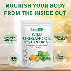 Oregano Oil Capsules, 2 in 1 Oil of Oregano with Black Seed Oil, Oregano Oil Sup