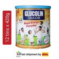 12 tins x420g Glucose Powder + Vitamin D Instant Energy Orange + GIFT + Fast DHL
