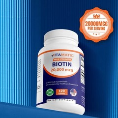 High Potency Biotin 20000mcg with Keratin 100mg – 120 Tablets for Hair, Skin & N