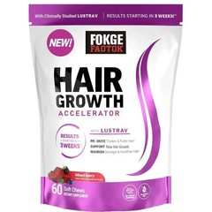 Hair Growth Soft Chews Thicker Stronger Hair 60 Mixed Berry Reduce Wrinkles