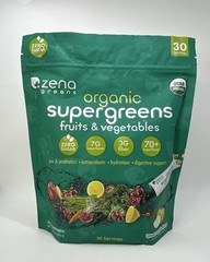 BB:07/27 Zena Nutrition Organic Super Greens Powder 70+ Superfoods (30 servings)
